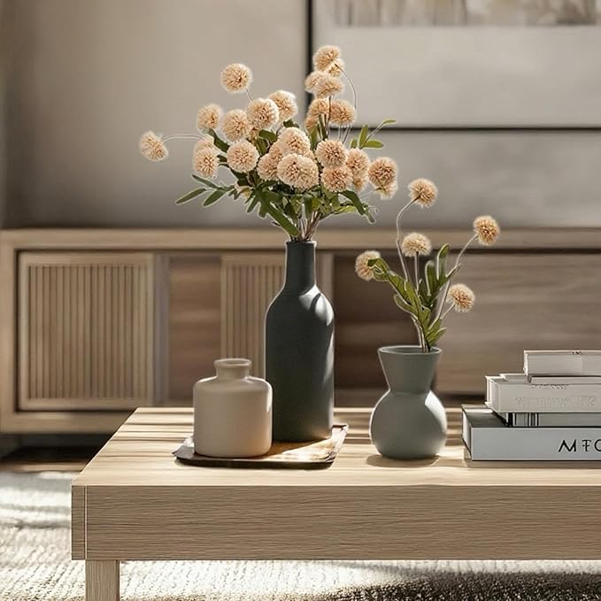 Ceramic Flower Vase Without Dried Fake Flowers, Small Vase for Centerpieces, Modern Vases for Home Decor- 3 Pcs