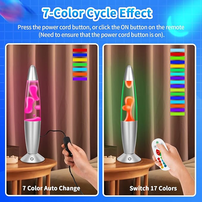 Liquid Motion Lamps with Remote, 17 Colors Changing Night Light 13.5 Inch RGB LED Table Lamp Relaxing for Kids Adults, LED Night Lights Lamp for Home Decor Christmas,Party,Pink Wax