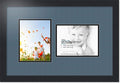 ArtToFrames Collage Photo Frame Double Mat with 2-6x8 Openings with Satin Black Frame and Dutch Blue mat.
