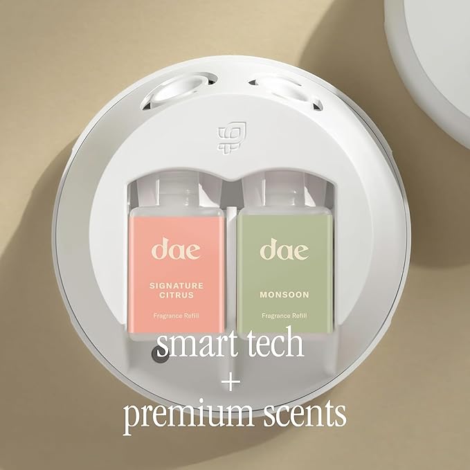 Pura Smart Home Fragrance Device Starter Set - Pura 4 - Scent Diffuser for Home - Includes Fragrance Aroma Diffuser - Square Box, Signature Citrus and Monsoon Scent Refills