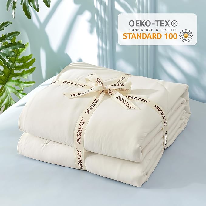 Snuggle Sac Cooling Comforter Twin Size, Breathable Cooling Blankets for Hot Sleepers and Night Sweats, Summer Comforters for Twin Size Bed, Soft Lightweight Blankets, 68x90 Inches, Snow Ivory