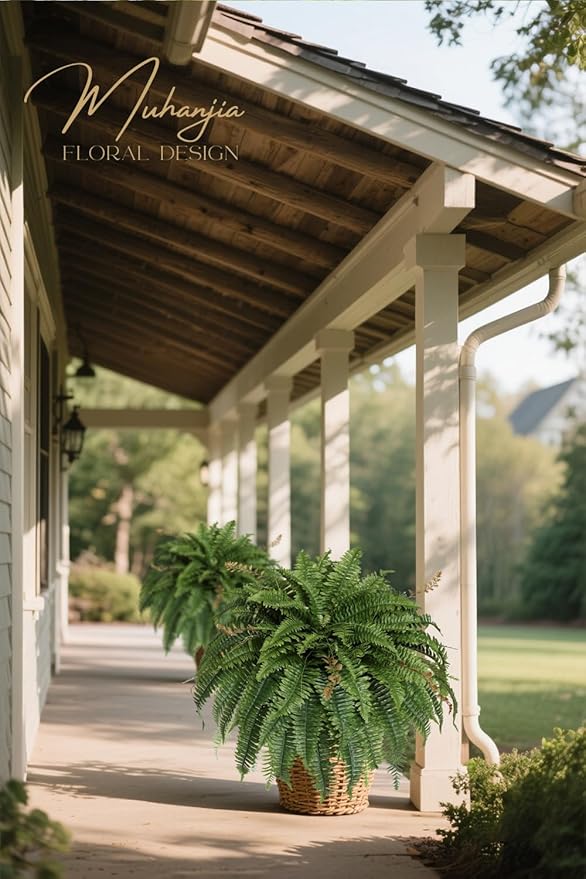 Artificial Boston Fern Silky Bush, 48IN Faux Fern Large Hanging Lifelike Plant for Indoors Outdoors Home Decor, Suitable for Porch Entrance Garden Home, 85Branches (1 Pcs)