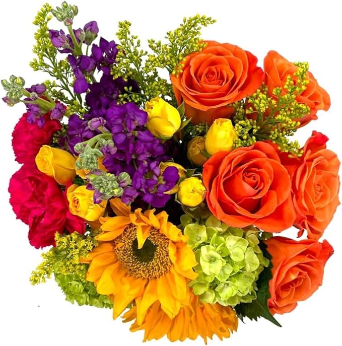 Sunnyside Celebration | Yellow, Orange Arrangement with Vase | Pre-Book Mother's Day Flowers by Arabella Bouquets | Real Fresh Flowers for Delivery, Gift for Birthday, Congratulations