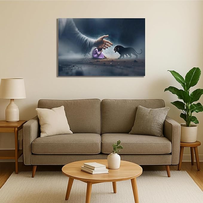 Christian Wall Art Print, Religious Scripture Biblical Decor, Faith-Based Inspirational Landscape with Cross, Digital Printed Canvas Poster for Church, Home Chapel, Prayer Room Decor