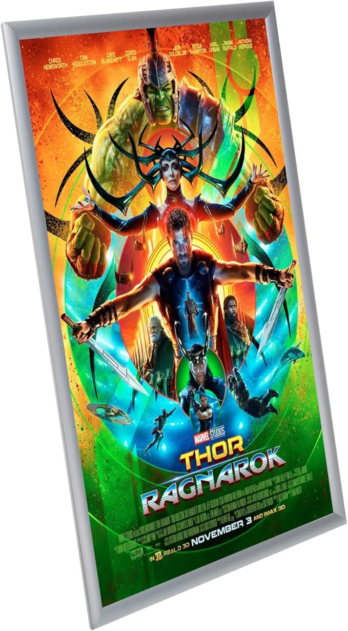 SnapeZo Poster Frame 24x36 Inches, Silver 1 Inch Aluminum Profile, Front-Loading Snap Frame, Wall Mounting, Sleek Series