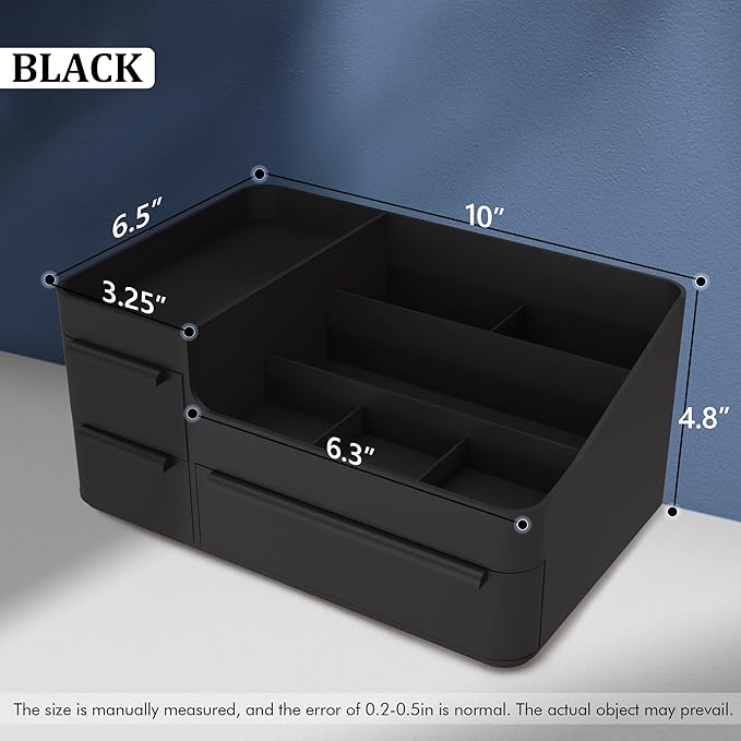 Makeup Organizer with Drawers, Countertop Organizer for Vanity, Bathroom and Bedroom Desk Cosmetics Display Case for Brushes, Lotions, Perfumes, Eyeshadow, Lipstick and Nail Polish