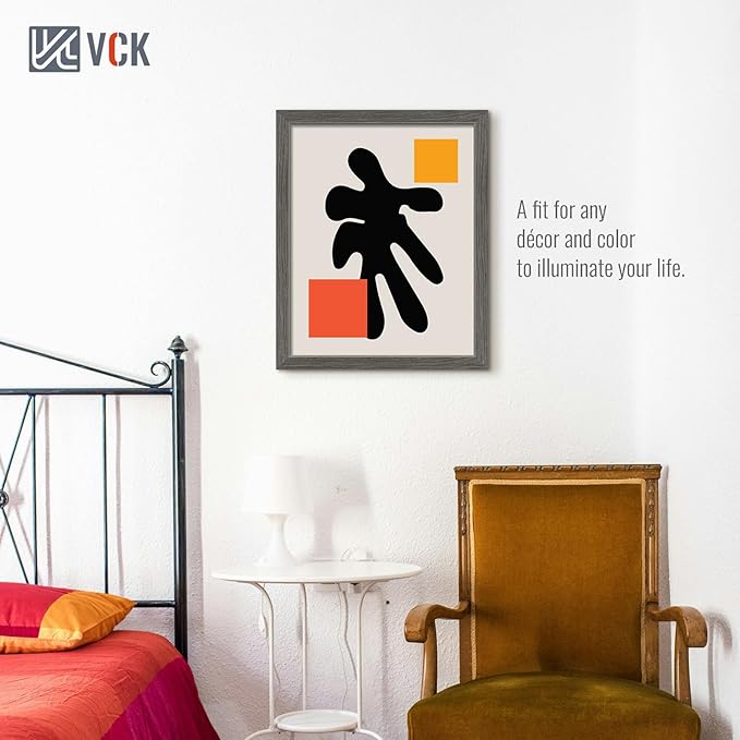 VCK 16x20 Picture Frames for Wall - 5 pack, Grey Natural Solid Wood Frame, Exclusive Wood Grain