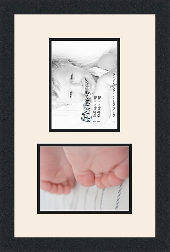 ArtToFrames Collage Photo Frame Double Mat with 2 - 6x8 Openings and Satin Black Frame