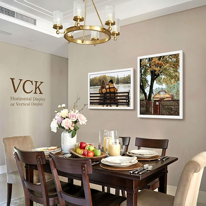 VCK 20x28 Solid Wood Poster Frame Set of 5,Textured Exclusive White Picture Frames, Wall Hanging