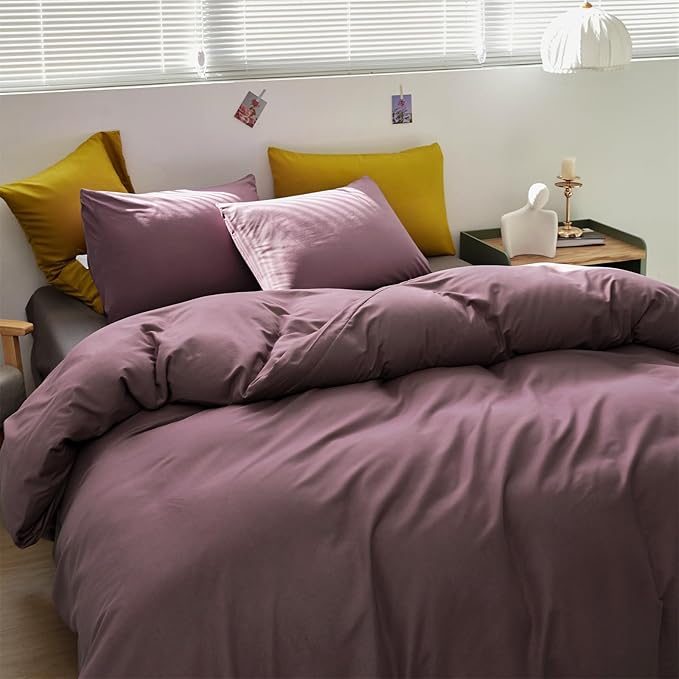 CLOTHKNOW Dusty Purple Full Size Comforter Sets Pale Mauve Bedding Comforter Sets Soft All Season Women Girls Comforter with 2 x Pillow Cases