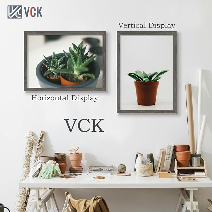 VCK 20x28 Picture Frame 5 Pack, Gray Solid Wood Poster Picture Frame, Exclusive Wood Grain, Wall Mounting Hanging