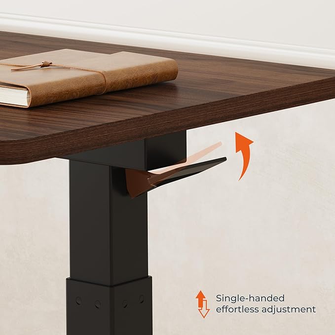 Medical Overbed Adjustable Bedside Table with Hidden Casters, Pneumatic Mobile Rolling Laptop Standing Desk with Tray for Home and Hospital Use, Mahogany