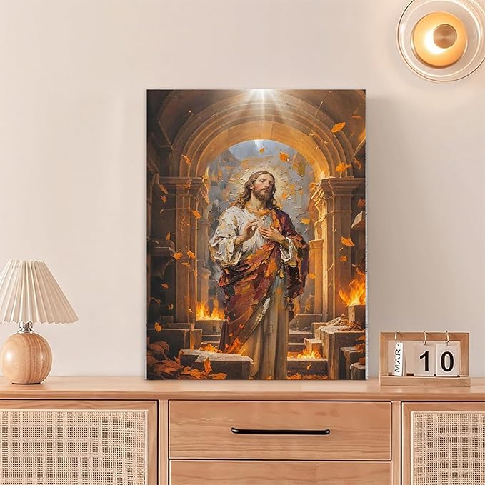 Christian Wall Art Print, Religious Scripture Biblical Decor, Faith-Based Inspirational Landscape with Cross, Digital Printed Canvas Poster for Church, Home Chapel, Prayer Room Decor