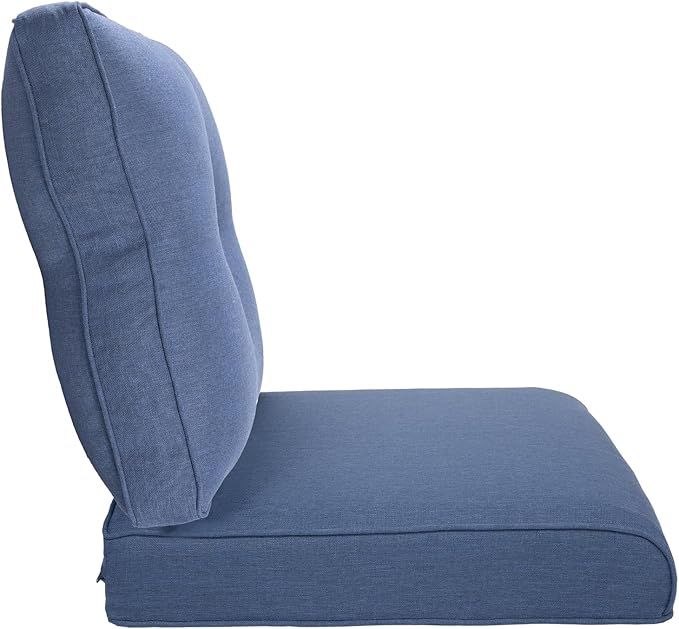 22x25/22x24 Outdoor Replacement Cushions - 1 Set High Back Deep Seat Patio Furniture Cushion for Wicker Dining Swivel Rocking Chairs Rattan Loveseat Couch Sectional Sofa - Navy Blue/Button