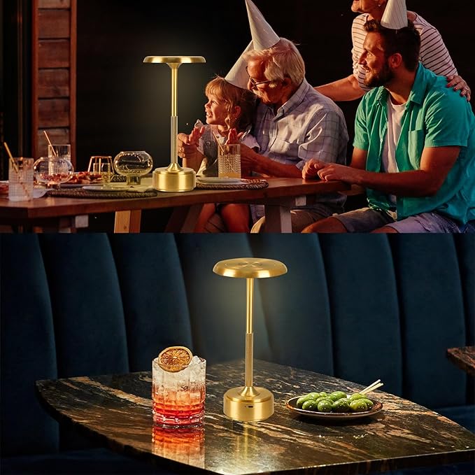 5200mAh Rechargeable Cordless LED Table Lamps Touch Sensor Light, 3-Levels Portable Dimming Wireless Battery Operated Lamp,Night Light/Restaurant Table/Outdoor/Coffee/Bar (Gold)