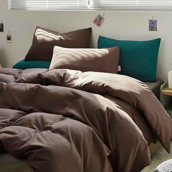 Pureant Brown Comforter Sets Twin Solid Mocha Coffee Bedding Comforters Cotton Men Plain Dark Brown Quilts Adults Chocolate Brownness Blankets Vintage Chestnut Comforters Teens Brown Dorm Bedding Soft
