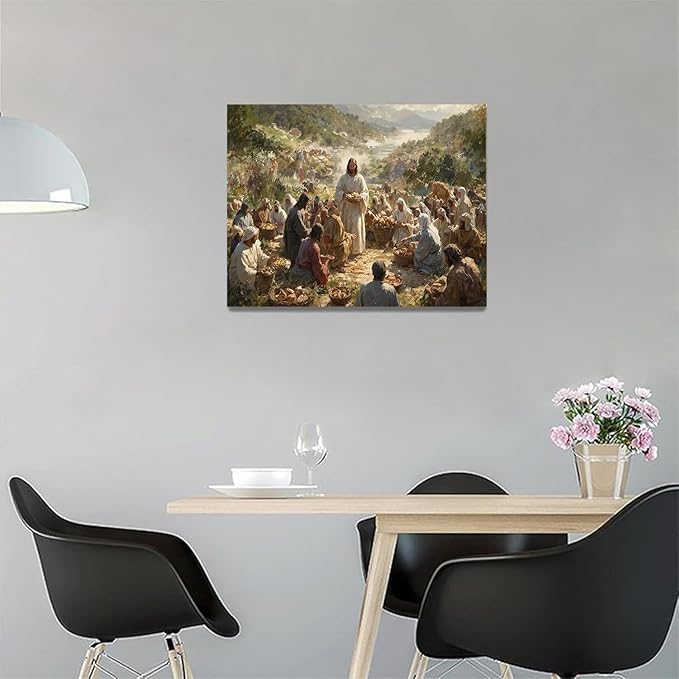 Christian Wall Art Print, Religious Scripture Biblical Decor, Faith-Based Inspirational Landscape with Cross, Digital Printed Canvas Poster for Church, Home Chapel, Prayer Room Decor