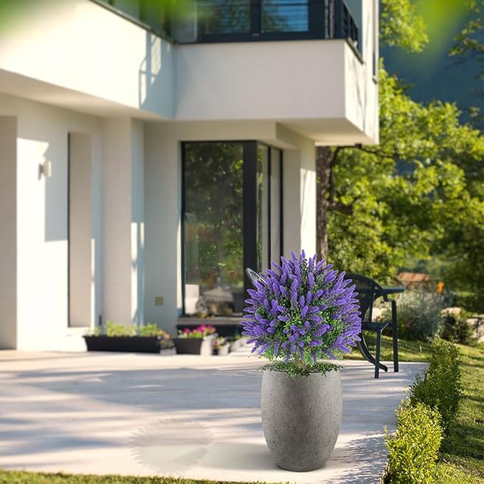 Artificial Topiaries Lavender Ball Trees 2 Pack - 21.6 Inch Tall Faux Plants Indoor Potted Bushes - Faux Boxwoods Plants for Outdoor Indoor Garden Front Porch Home