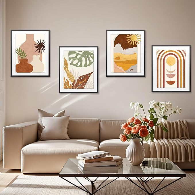 Giftgarden 21x26 Picture Frames Matted to 17x22 Picture with Mat, Display 21x26 Poster without Mat or 17x22 Poster with Mat, Black, Set of 4
