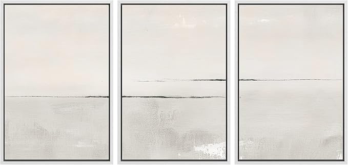 SIGNWIN Framed Canvas Print Wall Art Set Gray Duotone Pastel Watercolor Landscape Shapes Abstract Illustrations Modern Art Decorative Nordic Zen for Living Room, Bedroom, Office - 16"x24"x3 White