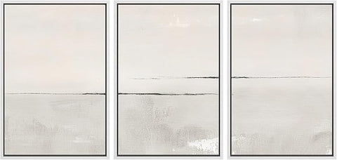 SIGNWIN Framed Canvas Print Wall Art Set Gray Duotone Pastel Watercolor Landscape Shapes Abstract Illustrations Modern Art Decorative Nordic Zen for Living Room, Bedroom, Office - 16"x24"x3 White