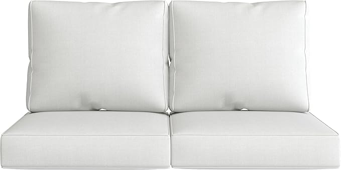 UIXE 24.5" Deep Seat Outdoor Cushion Set with Back Pads, Patio Furniture Cushions, Sectional Sofa Bistro Chair Cushion - White, Set of 4