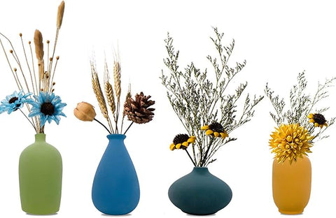 Small Ceramic Vase Decorative, Set of 4 Flower Bud Vases