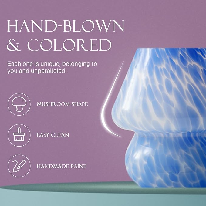 Mushroom Lamp Table Lamp for Bedroom,Desk Bedside Small Lamps for Living Room Night Stands,Mushroom Decor Cute Mini Modern Mid Century Lamps,Unique Aesthetic Home Living Room Decor(Ocean Blue)