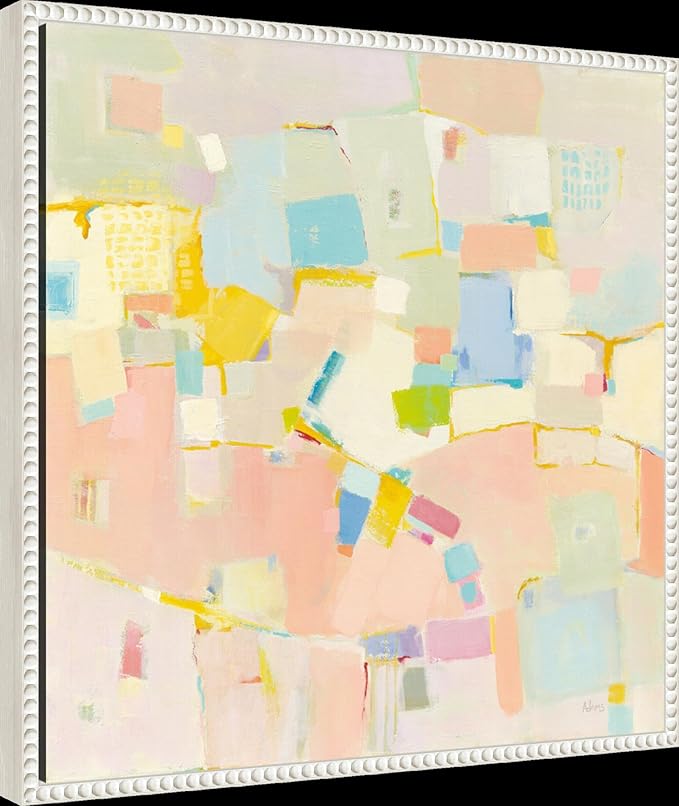 Amanti Art Framed Canvas Wall Art 22x22 Block Party by Phyllis Adams, Framed Wall Art Canvas, Abstract Artwork, Traditional Decor, Medium Poster Painting for Living Room, Bedroom, Bathroom, Kitchen,