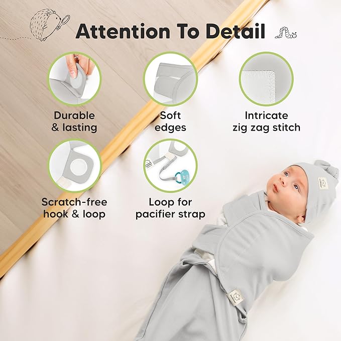 KeaBabies 3-Pack Swaddles for Newborns, Girls, Boys with Hats - Organic Soft Baby Sleep Sacks, Breathable Baby Swaddle 3-6 Months Beanies Set, Premie Infant Sleep Sack 0-3 Months (Shifts)