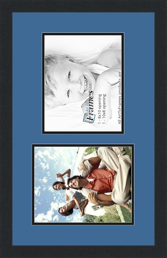 ArtToFrames Collage Photo Frame Double Mat with 2 - 8x10 Openings and Satin Black Frame