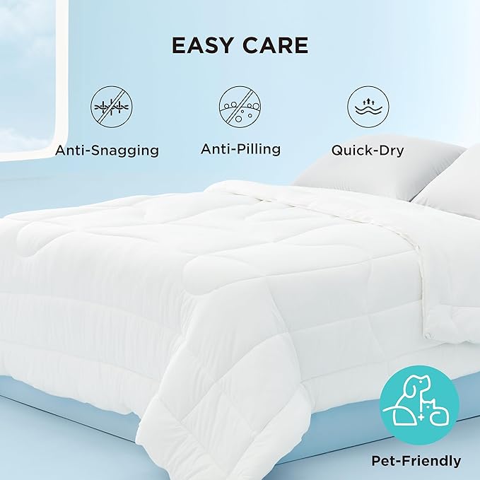 Bedsure Cooling Comforter Twin - Cooling Blankets for Hot Sleepers, Lightweight Comforter for Summer with Dual-Sided Cool Tech, Soft Breathable Cold Blanket for Sleeping, White, 68x88 Inches