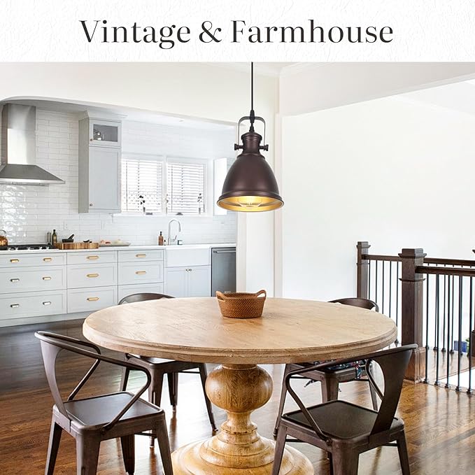 Brown Pendant Lights Kitchen Island 3 Pack, Vintage Pendant Light, 6.5’’ Farmhouse Light Fixtures, Adjustable Height, Pendant Lighting for Dining Room, Living Room, Sink, Bar