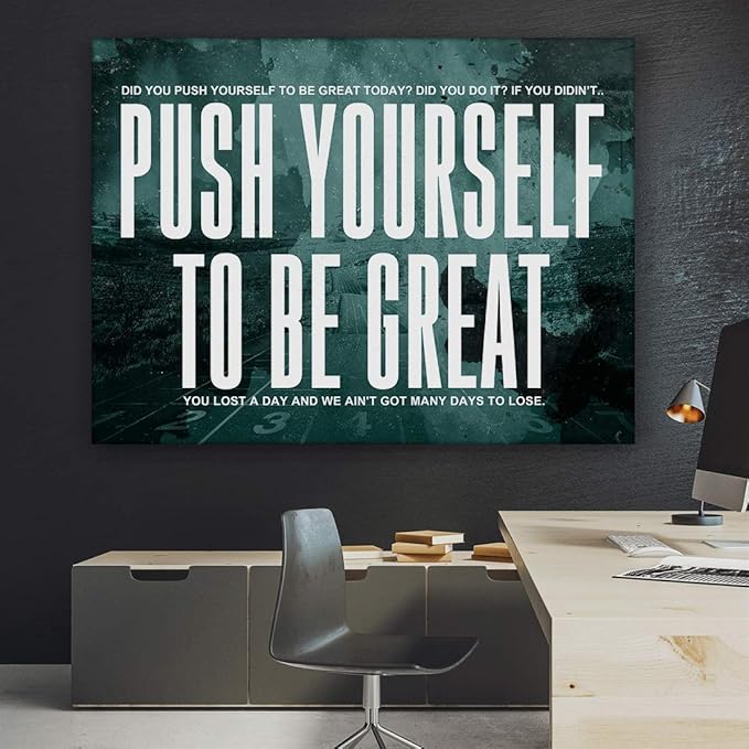 SuccessHunters Push Yourself Motivational Canvas Print Wall Office Decor Modern Art Inspiration Sports Motivation Quote Inspirational Quotes Sport Fitness (30" x 40")