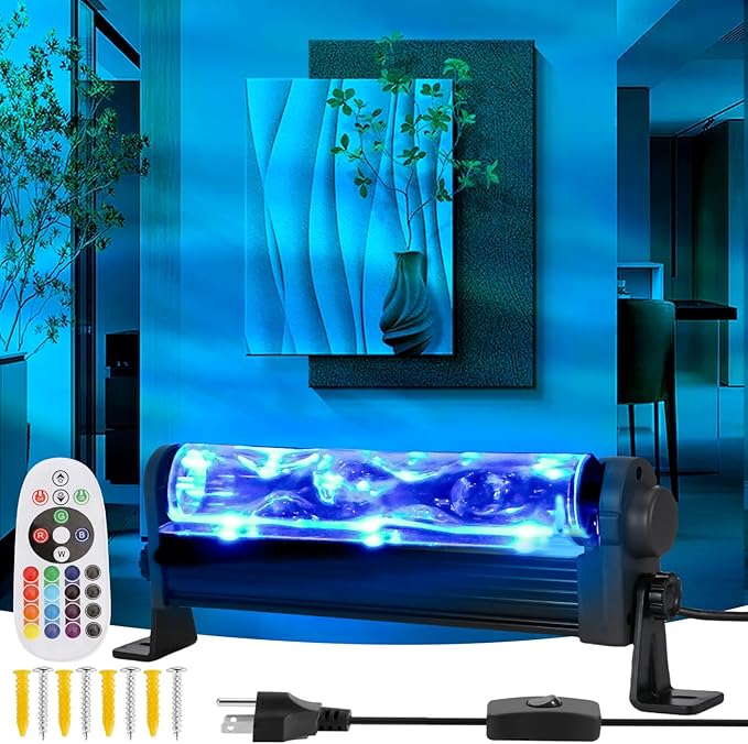 LED Ocean Wave Light Bar Pro, 16 Color Water Ripple Projector Wall Lamp with Remote, Light Up 20x20ft Night Lights, Mood Lighting for Bedroom, Home & Parties Decor