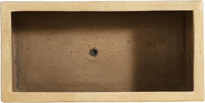 Lightweight Concrete Rectangle Planter Box,Travertine Handmade Outdoor Garden Pot with Drainage Hole & Rubber Plug,Modern Plant Container for Backyard Patio,No Assembly Needed,24"W Antique Brown