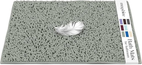 MAYSHINE Plush Shaggy Chenille Bath Mat | Extra Soft, Super Absorbent, Non-Slip Bathroom Rug | Fluffy Microfiber, Area Rug Sets for Bathroom Floor, Kitchen, Living Room | 39"x24" | Sage Green