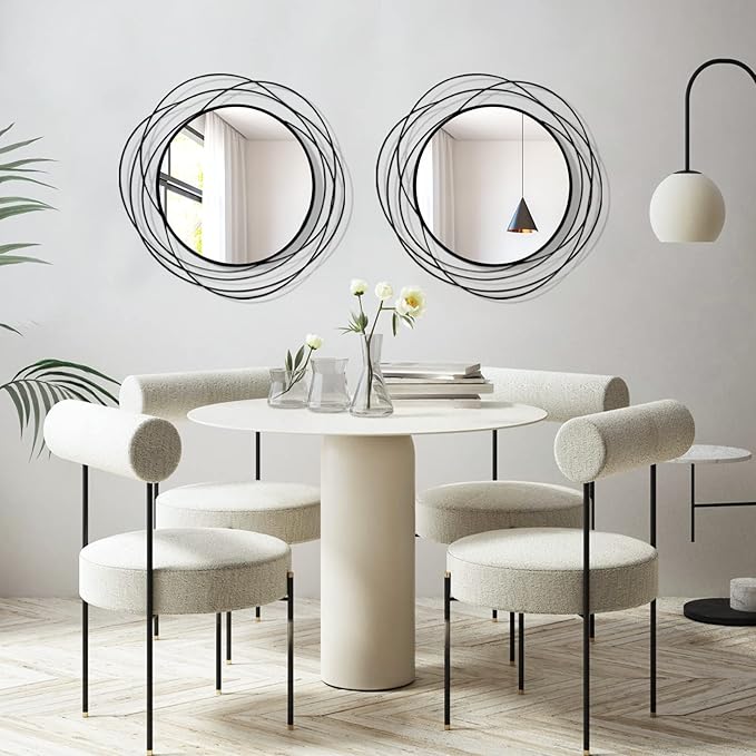 ironsmithn Wall Mirror Mounted Round Decorative Mirrors Circle for Bathroom Vanity, Living Room or Bedroom (Black1)