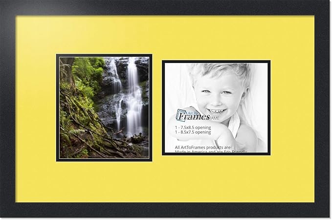 ArtToFrames Double-Multimat-108-47R/89-FRBW26079 Collage Photo Frame Double Mat with 2-7.5x8.5 Openings and Satin Black Frame