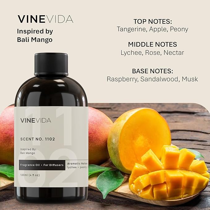 VINEVIDA [4 Fl Oz] Scent NO. 1102 Fragrance Oil for Cold Air Diffusers, Aromatic Notes of Lychee Peony Sandalwood, Essential Oils for Diffuser Oil Refill & Air Freshener Room Spray