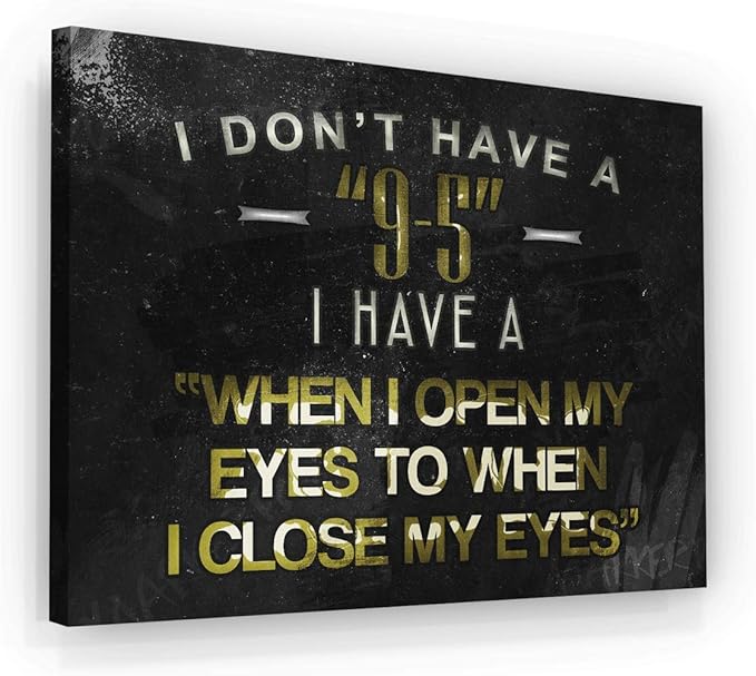 SuccessHunters Hustler Quote Canvas Print 9-5 Motivational Wall Office Decor Modern Art Entrepreners Motivation Entrepreneur Inspirational Hustler Quotes (36" x 48")