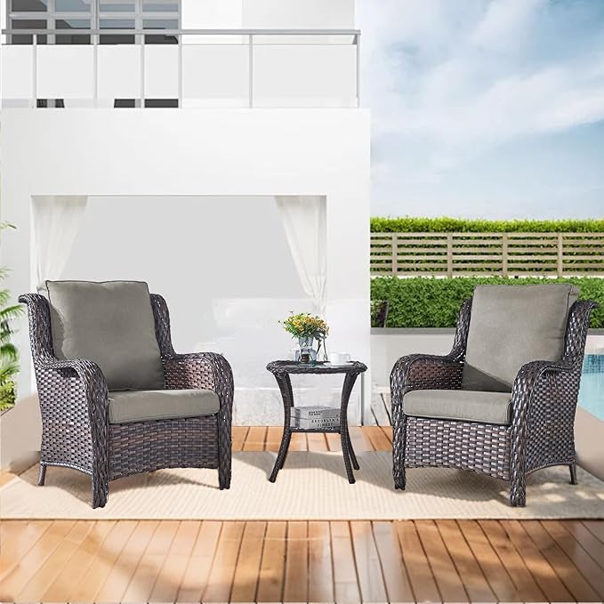 Patio Cushions for Outdoor Furniture - 22×24 Inches High Back and Deep Seating Outdoor Cushion for Patio Chairs Sofa Couch Loveseat Water Resistant(Grey/2 Set/No Button)