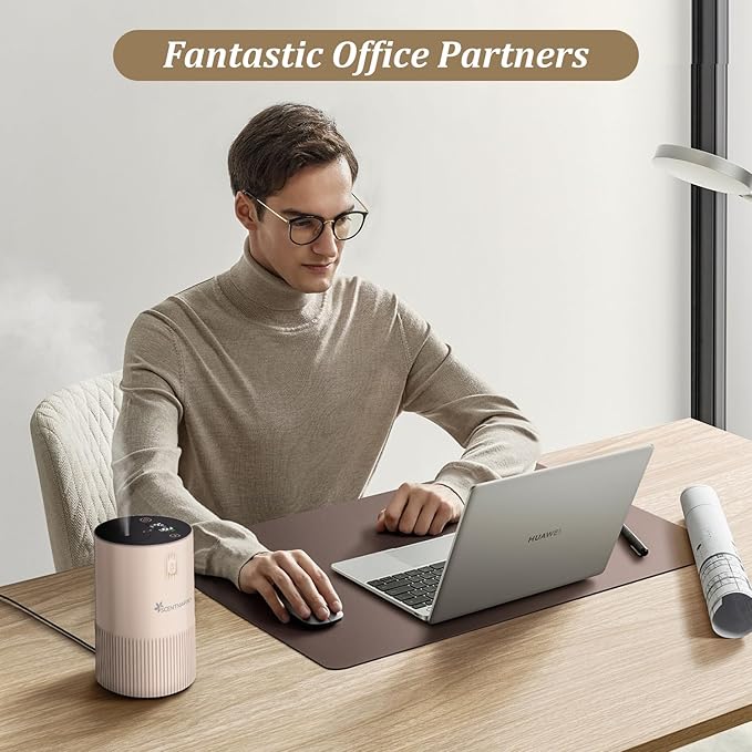Waterless Diffuser for Essential Oil - Aroma Diffuser for Home with Battery Indicator, Portable Smart Scent Air Machine 1/2/3 & Continuous Mist, Timing & Auto-Off Function (Pink)