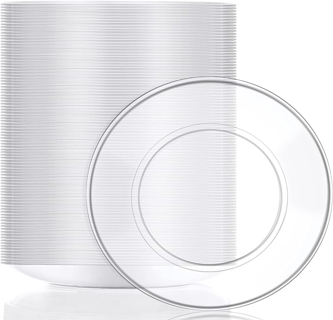 Clear Plastic Dessert Plates 5.5 Inch Disposable Cake Plates Small Party Dishes Bulk Clear Round Dishes for Wedding Dinner Appetizers BBQ Travel Catering Events(200 Pcs)