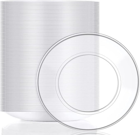 Clear Plastic Dessert Plates 5.5 Inch Disposable Cake Plates Small Party Dishes Bulk Clear Round Dishes for Wedding Dinner Appetizers BBQ Travel Catering Events(200 Pcs)