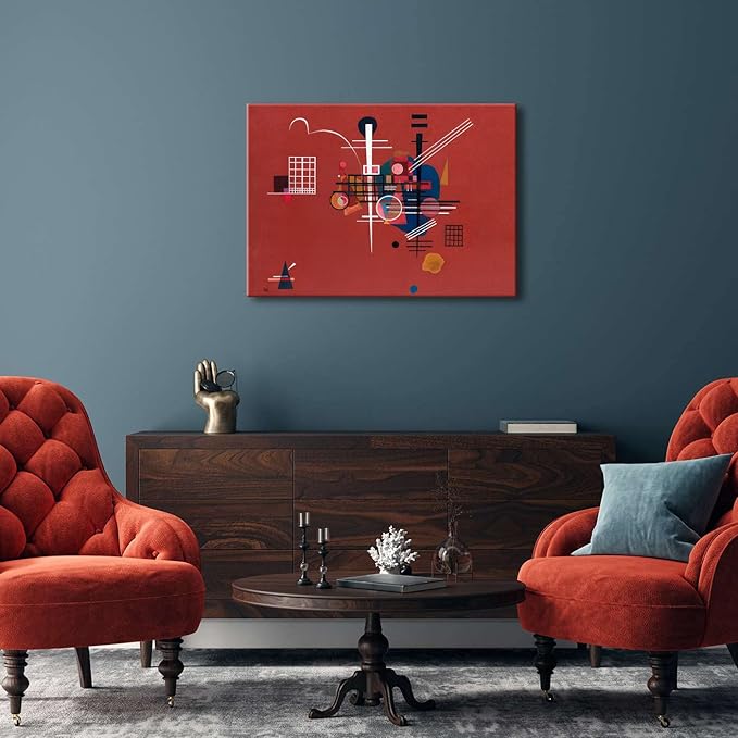 Wieco Art Canvas Prints Dull Red,1927 by Wassily Kandinsky Classic Abstract Art Famous Paintings Reproductions Canvas Wall Art for Living Room Home Decor Wall Decorations