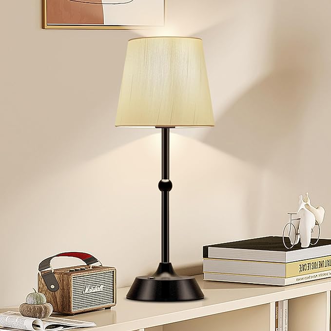 LED Cordless Table Lamp,Rechargeable 6000mA Battery Operated Portable Black Desk Lamp,Dimmable Touch Control Table Lamp,for Restaurant/Patio/Outdoor.(LED Bulb Included)