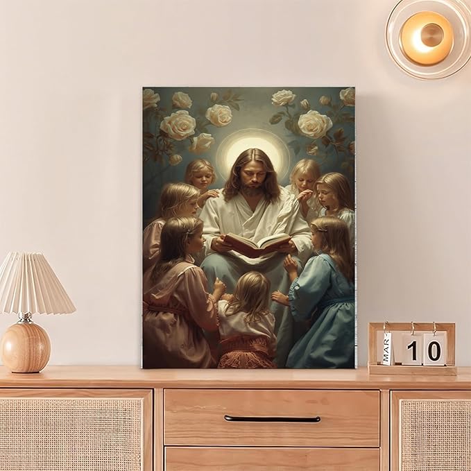 Christian Wall Art Print, Religious Scripture Biblical Decor, Faith-Based Inspirational Landscape with Cross, Digital Printed Canvas Poster for Church, Home Chapel, Prayer Room Decor