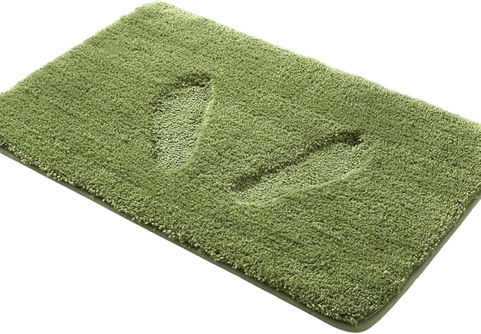 YHF Bathroom Rug Set 2 Piece, Extra Thick & Soft Microfiber Shaggy, Machine Washable Bath Mats, Absorbent Bath Rugs, Non-Slip Rubber Backing Bath Mat for Bathroom Floor, Tub and Shower, Sage Green