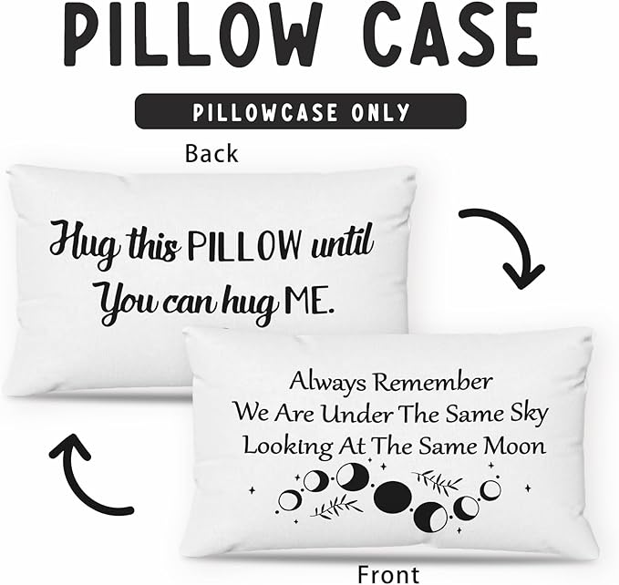 Long Distance Relationship Gifts Always Remember We are Under The Same Sky Reversible Decor Throw Pillow Case Decor for Home Bedroom,12''x20''Pillow case, Great Gift for Boyfriend, Girl (beige)